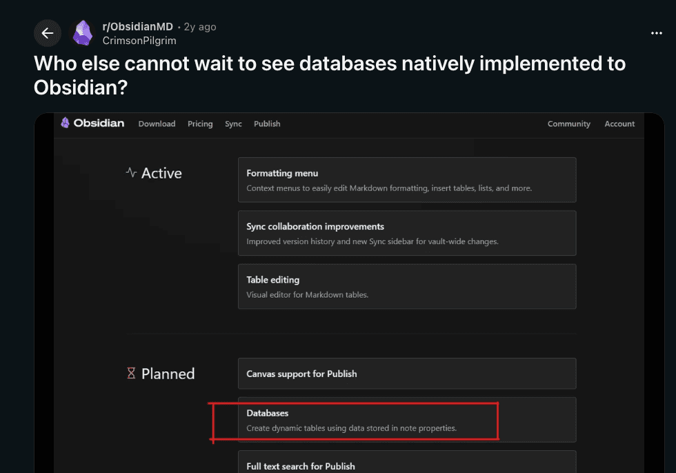Obsidian community discussion