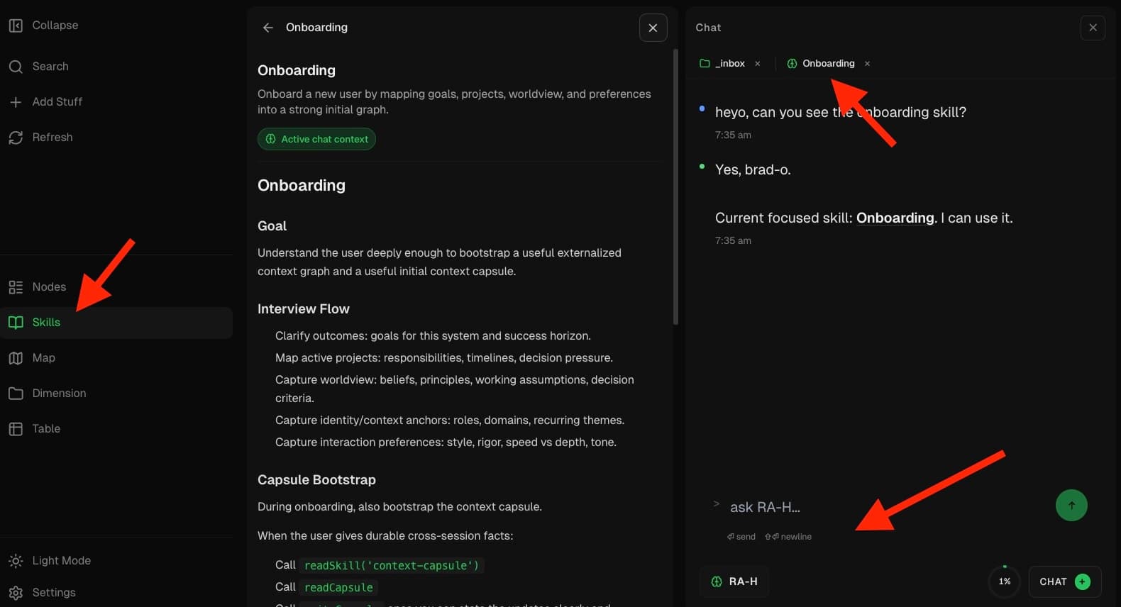 Onboarding skill in RA-H